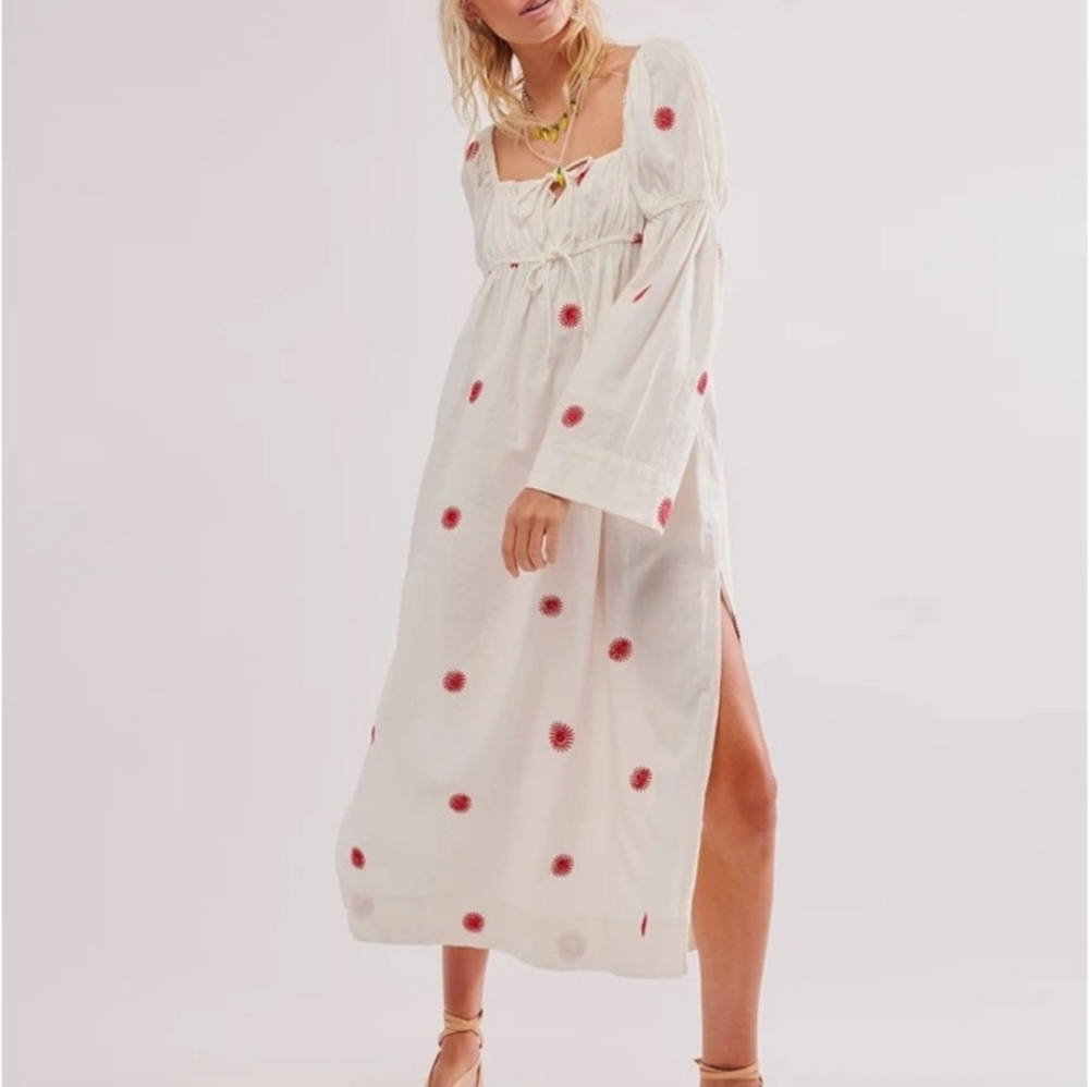 Free People Emory Embroidered Midi Dress NWOT - Picture 2 of 3